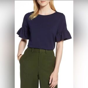 Ann Taylor Navy short bell sleeve sweater small